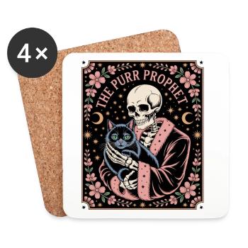 The Purr Prophet Skeleton Cat Occult - Coasters (set of 4) - white - Front