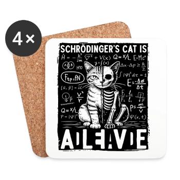 Schrödingers Cat Is Alive Dead - Untersetzer (4er-Set) - Weiß - Vorne