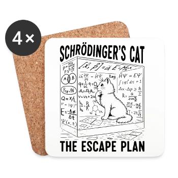 Schrödinger's Cat The Escape Plan - Coasters (set of 4) - white - Front