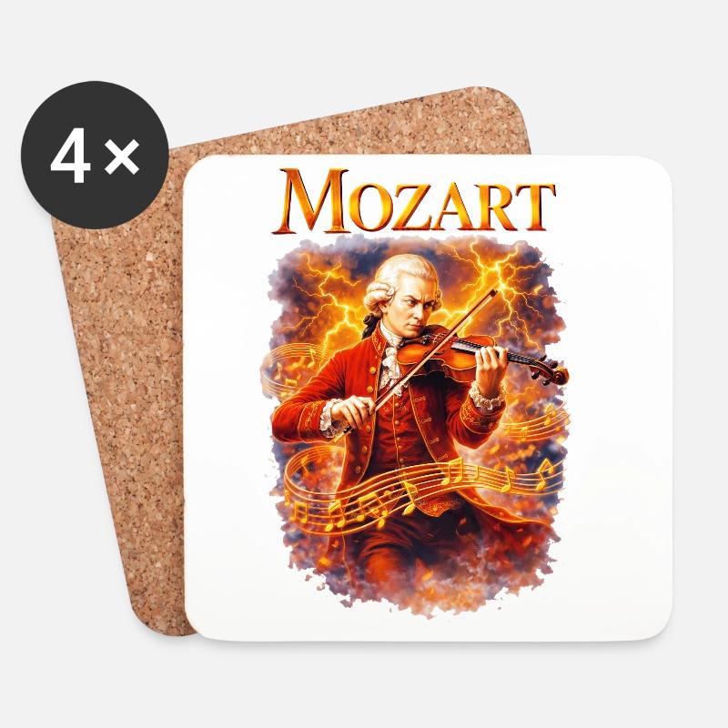 Mozart Feuersturm Violine - Untersetzer (4er-Set) - Weiß