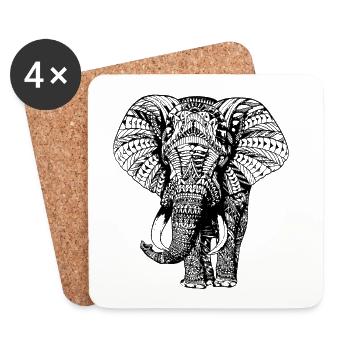 Elefant Rüssel Afrika Safari Wildnis Elefanten - Untersetzer (4er-Set) - Weiß - Vorne