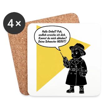 Hello uncle - pick up? Your sister is funny annoying - Coasters (set of 4) - white - Front