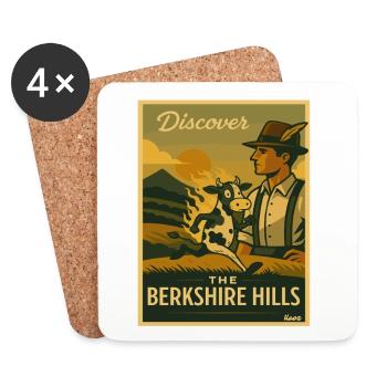 Entdecke die Berkshire Hügel Retro Poster - Untersetzer (4er-Set) - Weiß - Vorne