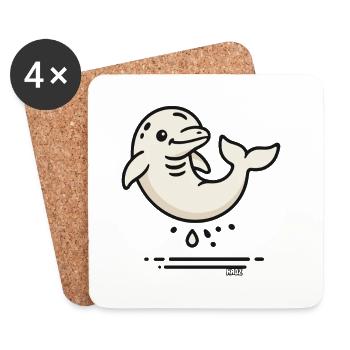 Niedlicher Delfin im Comic Stil - Untersetzer (4er-Set) - Weiß - Vorne