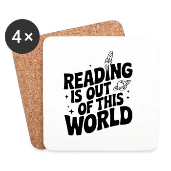 Reading is Out of This World - Coasters (set of 4) - white - Front