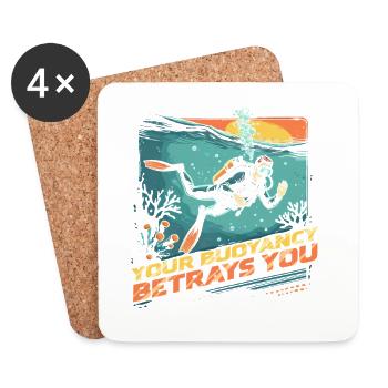 La flottabilité de plongeur en plongée sous-marine vous trahit - Dessous de verre (lot de 4) - blanc - Devant