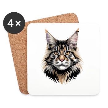 Maine Coon Katze Katzenmama Cat Maine-Coon Katzen - Untersetzer (4er-Set) - Weiß - Vorne