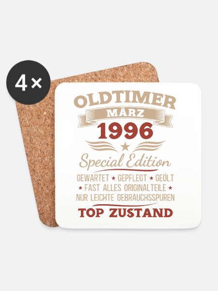 30. Geburtstag Geschenk Mann Oldtimer März 1996 - Untersetzer (4er-Set) - Weiß
