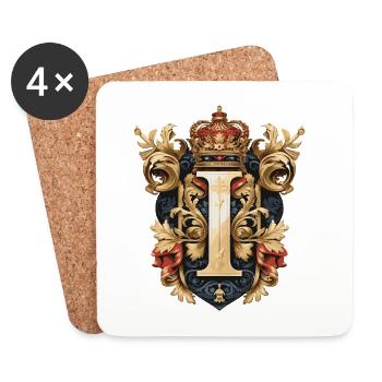 I Buchstabe Name Krone - Untersetzer (4er-Set) - Weiß - Vorne