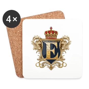 E Lettre Nom Couronne - Dessous de verre (lot de 4) - blanc - Devant