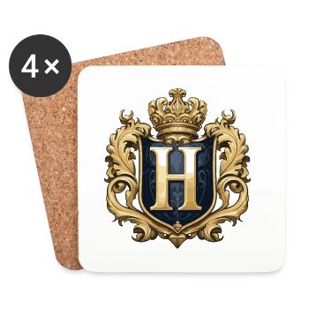 H Buchstabe Name Krone - Untersetzer (4er-Set) - Weiß - Vorne