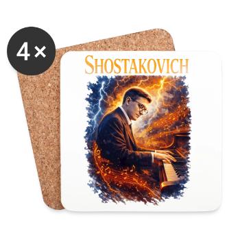 Chostakovitch Le son du feu au piano - Dessous de verre (lot de 4) - blanc - Devant
