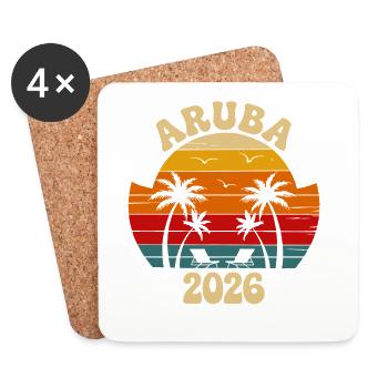 Aruba 2026 Sunset Palm Trees - Coasters (set of 4) - white - Front