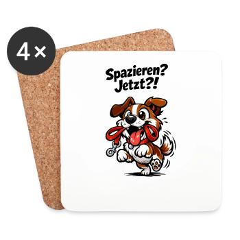 Drôle de promenage de chien en disant cadeau - Dessous de verre (lot de 4) - blanc - Devant