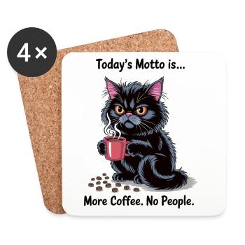 More Coffee No People Shirt with Black Cat - Coasters (set of 4) - white - Front