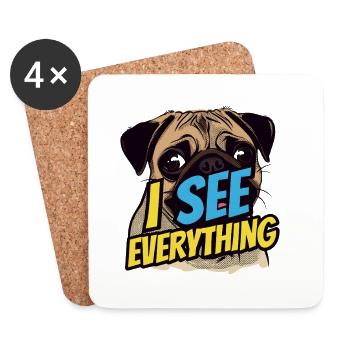 Niedlicher Mops - Untersetzer (4er-Set) - Weiß - Vorne