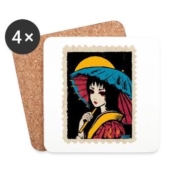 Geisha Neon Umbrella - Coasters (set of 4) - white - Front