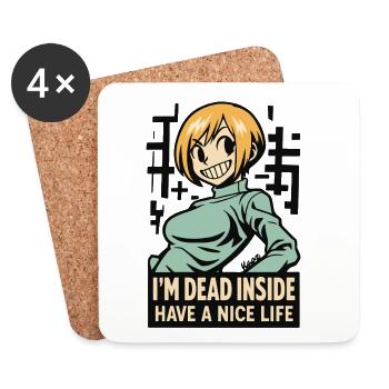 Dead Inside Cartoon Tee - Coasters (set of 4) - white - Front