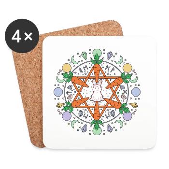 Pentagram Carrot Bunny Occult Easter Blessings - Coasters (set of 4) - white - Front