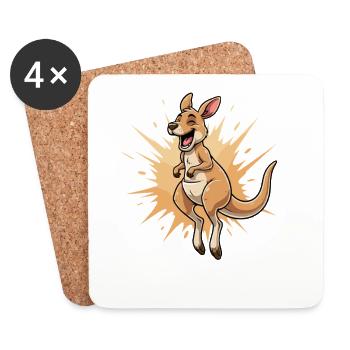 Saut de rire kangourou - Dessous de verre (lot de 4) - blanc - Devant