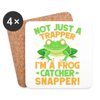 Attrapeur de grenouilles, pas seulement trappeur, grenouille, vivaneau - Dessous de verre (lot de 4) - blanc - Devant