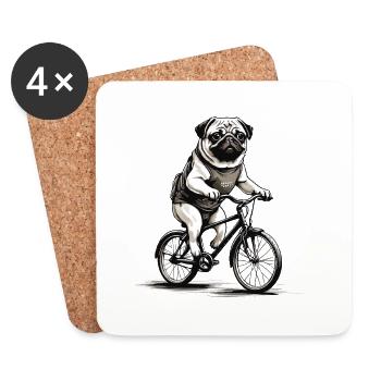 Carlin cycliste - Dessous de verre (lot de 4) - blanc - Devant