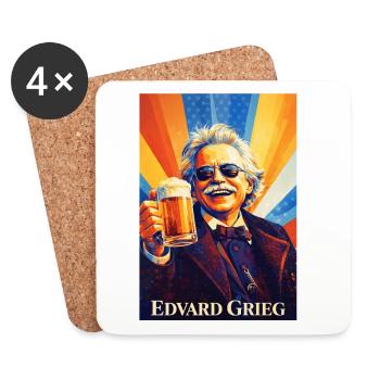 Retro composer with beer glass - Coasters (set of 4) - white - Front