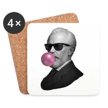 Rétro Gentleman avec du chewing-gum - Dessous de verre (lot de 4) - blanc - Devant