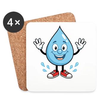 Happy water drop with sneakers - Coasters (set of 4) - white - Front
