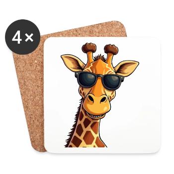 Cool Giraffe with Sunglasses Summer - Coasters (set of 4) - white - Front