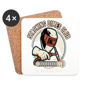 Clean Bead Club Welder Motif - Coasters (set of 4) - white - Front