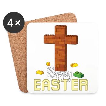 Maître bâtisseur Briquetier Croix Joyeuses Pâques - Dessous de verre (lot de 4) - blanc - Devant