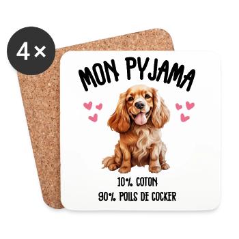 Funny Cocker Spaniel Dog Pajamas - Coasters (set of 4) - white - Front