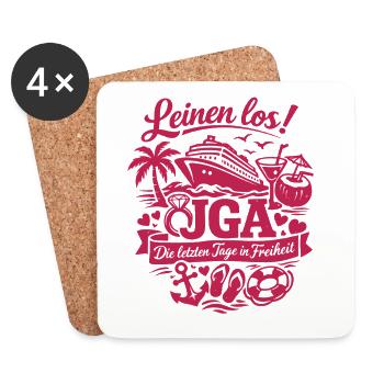 Leinen Los! JGA auf hoher See - Braut - Untersetzer (4er-Set) - Weiß - Vorne