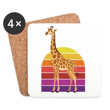 Retro Giraffe Vintage Sunset - Coasters (set of 4) - white - Front