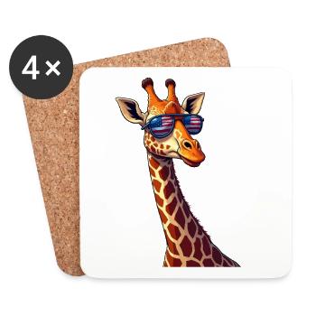 Patriotic Giraffe USA Glasses - Coasters (set of 4) - white - Front
