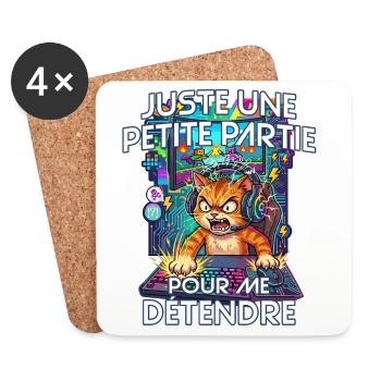 Gamer humour jeux vidéo console gaming chat énervé - Dessous de verre (lot de 4) - blanc - Devant
