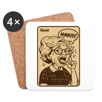 Vintage Granny Mmmhh Expression - Coasters (set of 4) - white - Front