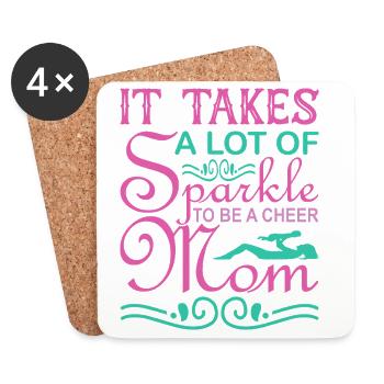 Es braucht Funkel, um ein Cheer Mom-Shirt zu sein - Untersetzer (4er-Set) - Weiß - Vorne