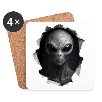 Alien Looking Out Of Shirt - Coasters (set of 4) - white - Front
