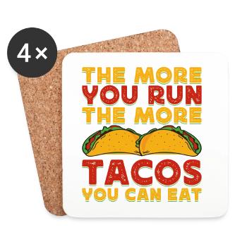 Courir Courir Plus de Tacos peut manger Marathon Runner - Dessous de verre (lot de 4) - blanc - Devant