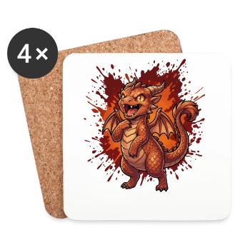 Fire Dragon in the Flame Vortex - Coasters (set of 4) - white - Front