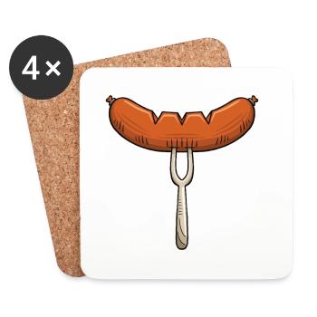 Bratwurst Grill Outfit Grillfans Wurstliebhaber - Untersetzer (4er-Set) - Weiß - Vorne