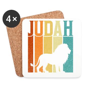 Bible chrétienne de la croix de Jésus, Lion Judah - Dessous de verre (lot de 4) - blanc - Devant
