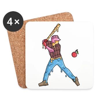 Baseball Baseballer Eiscreme Jungen Baseballspiele - Coasters (set of 4) - white - Front