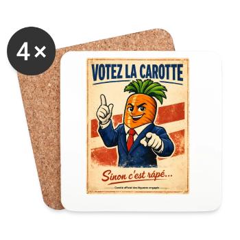 Vote the Carrot – Retro-Vintage-Politikhumor - Untersetzer (4er-Set) - Weiß - Vorne