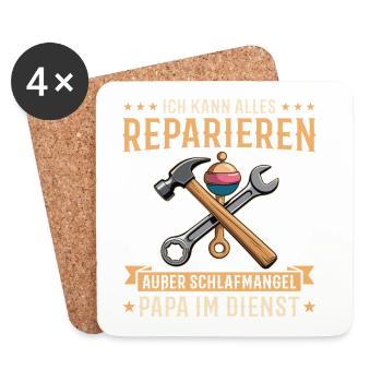 Werdender Papa Handwerker Babyparty Geschenk - Untersetzer (4er-Set) - Weiß - Vorne