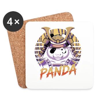 Warlike Panda Samurai Illustration - Coasters (set of 4) - white - Front