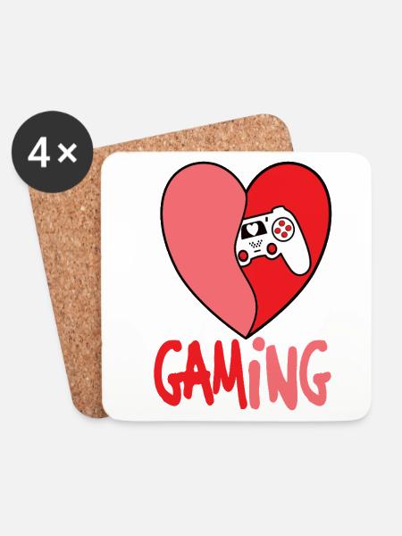 I LOVE GAMING - Untersetzer (4er-Set) - Weiß