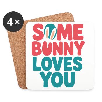 L’amour des lapins en couleurs vives - Dessous de verre (lot de 4) - blanc - Devant